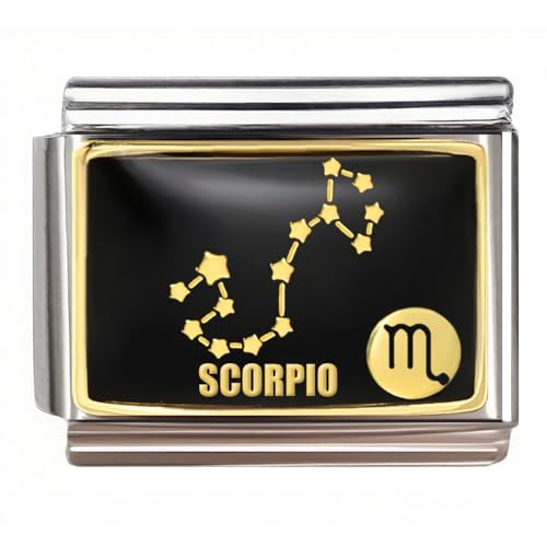 Italian Charm Bracelet Link, 12 Zodiac Constellation, 9mm, Sign Charm - color: Scorpio (10.23 ~ 11.21)