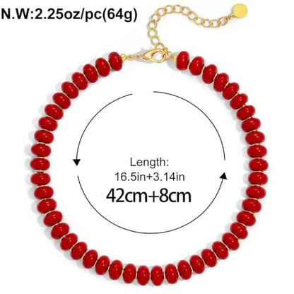 Chunky Beaded Necklace for Women, Colorful Trendy Statement Summer Jewelry Gift - color: necklace-40