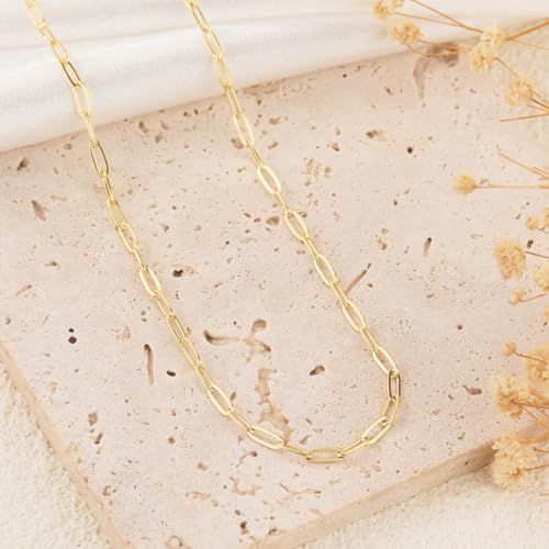 GTVOODX 33 Feet Gold Paperclip Necklace Chains Bulk for Jewelry Making | Oval Soldered Stainless Steel Necklace Bulk Chain Roll Spool for DIY Bracelet Craft Supplies with Lobster Clasps Jump Rings - color: Gold Thin Paperclip Chains
