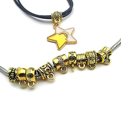 100 pcs Antique Gold Clasp Bail Beads Charms,Bail Tube Beads, Loose Spacer Bead,Bead Hanger Charm for Jewelry Making DIY Necklace Bracelet (M671) - color: M671