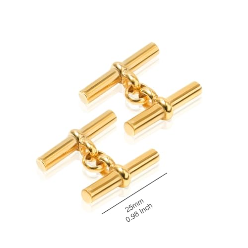 LeCalla 925 Sterling Silver Men's Cufflink | Silver Cufflinks For Men Jewelry | 14K Gold-Plated Cufflinks Business Wedding Shirt Accessories Gift for Son, Father, Husband - style: Gold-Plated T-Bar