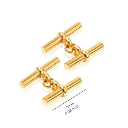 LeCalla 925 Sterling Silver Men's Cufflink | Silver Cufflinks For Men Jewelry | 14K Gold-Plated Cufflinks Business Wedding Shirt Accessories Gift for Son, Father, Husband - style: Gold-Plated T-Bar