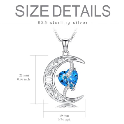 TOUPOP Moon and Star Birthstone Necklace for Women 925 Sterling Silver Celtic Moon Jewelry Birthday Mothers Day Gifts for Mom Wife Her - color: 12-December-Topaz