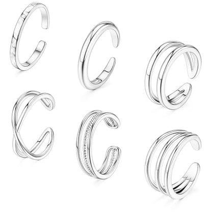 SONNYX 14K Gold Silver Toe Ring for Women | Non Tarnish Adjustable Simple Open Band Toe Rings Summer Beach Foot Jewelry for Women - color: Silver 2