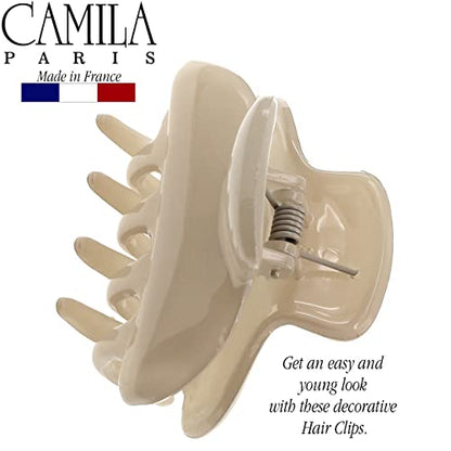 Camila Paris CP3551 French Small Hair Clips for Women, 2.5" Small Claw Clip Fashion Styling Mini Hair Clip Accessories for Women, Strong Hold No Slip Grip Cute Claw Clips, Made in France - color: Nude 2.5"