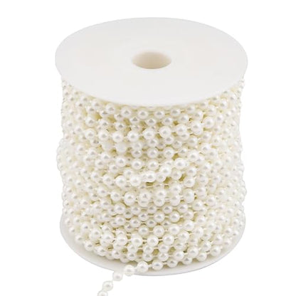 5mm Pearl Beads 66 Feet Pearls String Garland Roll Strand Ivory | Artificial Beads Chain for Wedding Centerpiece Backdrop Christmas Tree Decoration DIY - size: 5mm/20.1m