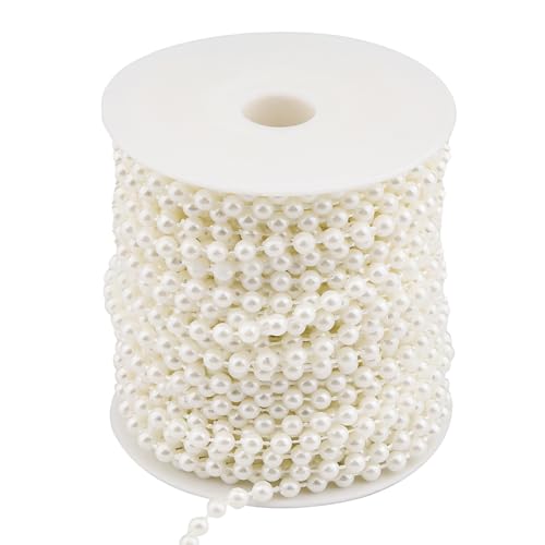 5mm Pearl Beads 66 Feet Pearls String Garland Roll Strand Ivory | Artificial Beads Chain for Wedding Centerpiece Backdrop Christmas Tree Decoration DIY - size: 5mm/20.1m
