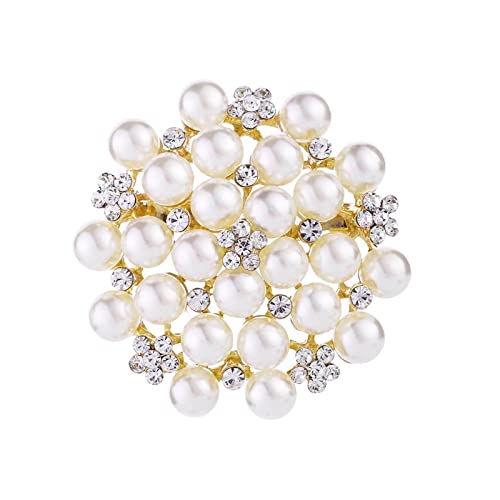 Fashion Elegant Pearl Crystal Snowflake Brooch Pin for Women Girls Wedding Soiree Party Jewelry - color: Gold