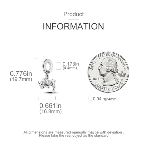 925 Silver Charm for Bracelets Animal Pet Insect Series Women Jewelry Gift - color: Silver Bullfight