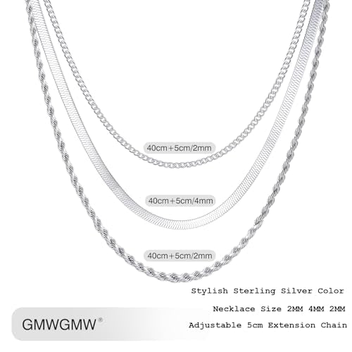 18K Gold Plated Necklace Bracelet Set Womens Stackable Adjustable Stainless Steel Minimalist Modern Everyday Jewelry Gift Gold and Silver - style: 3 Pcs Silver klacesNec