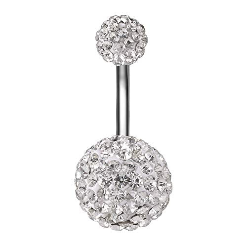 ZS Pretty Belly Button Ring with Gradual Color Crystal Fervid Ball Navel Ring for Women - color: White