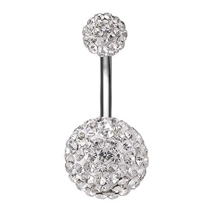 ZS Pretty Belly Button Ring with Gradual Color Crystal Fervid Ball Navel Ring for Women - color: White