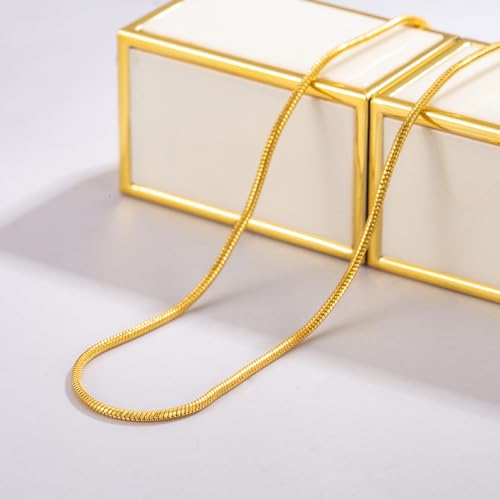 Dankadi Women 925 Sterling Silver Magic Snake Chain Necklace- Men 1.2MM Solid Snake Chain Flexible Choker 16"-30" Italian Silver 24K Gold Over Jewelry - color: Gold, size: 30 inch