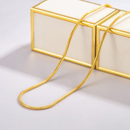 Dankadi Women 925 Sterling Silver Magic Snake Chain Necklace- Men 1.2MM Solid Snake Chain Flexible Choker 16"-30" Italian Silver 24K Gold Over Jewelry - color: Gold, size: 30 inch