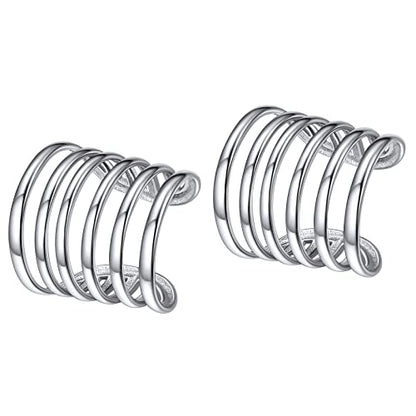 ChicSilver 925 Sterling Silver Ear Cuff Earrings Non Piercing Clip on Cartilage Cuff Earrings for Women - style: F: Multi Lines