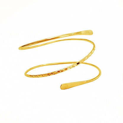 Upper Arm Cuff Bracelet Minimalist Armband for Women Fashion Jewelry | Coil Open Armlet Adjustable Bangle Trendy Layered Summer Jewelry Party Wedding Daily Wear Gift Dia 3.7" - color: Gold