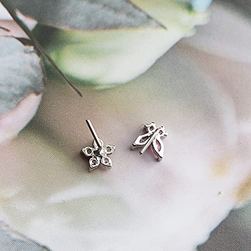 CZ Butterfly Flower Top L Bend Stud Nose Ring 20G L Shaped Nose Studs Nose Hoop Rings Nose Body Piercing for Women Mens - color: white pink