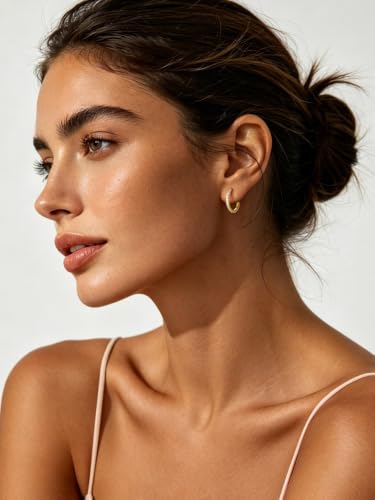 FaithHeart 925 Sterling Silver Post Small CZ Huggie Hoop Earrings for Women | Hypoallergenic Small Cubic Zirconia Hoop Earrings, Silver/Black/Gold/Rose Gold Huggie Earrings, 8-20mm with Gift Box - color: Gold, size: 18mm