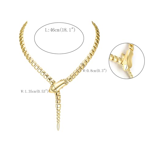 FANZE Snake Necklace for Women，Adjustable Punk Gold Snake Choker Necklace Halloween Gifts Party Multi-Purpose Jewelry - color: Gold