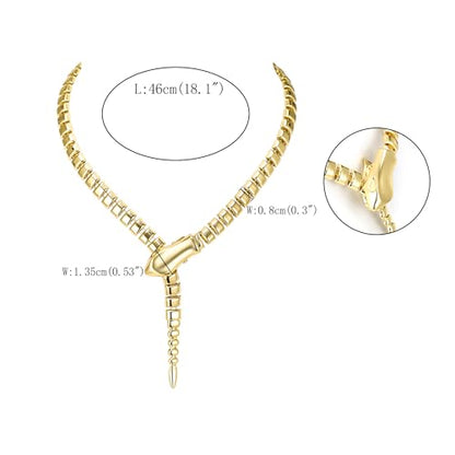 FANZE Snake Necklace for Women，Adjustable Punk Gold Snake Choker Necklace Halloween Gifts Party Multi-Purpose Jewelry - color: Gold