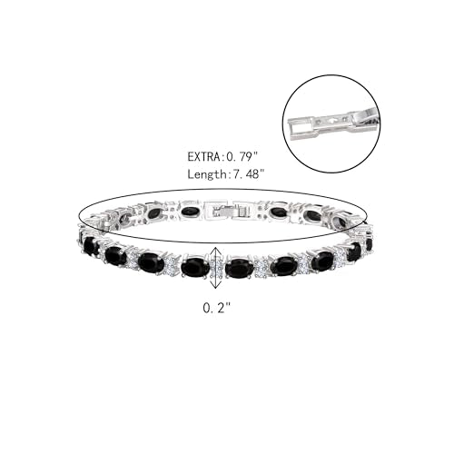 Crysdue Wedding Bridal Bracelets for Brides, Cubic Zirconia Tennis Birthstone Jewelry Gift for Women Prom - style: C_Black 8“