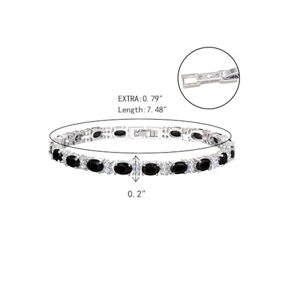 Crysdue Wedding Bridal Bracelets for Brides, Cubic Zirconia Tennis Birthstone Jewelry Gift for Women Prom - style: C_Black 8“
