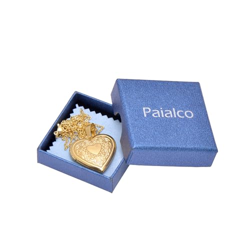 Paialco Heart Shaped Locket Pendant Necklace for Women - color: Yellow-Heart