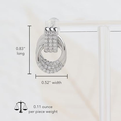Jean Beau Chunky Gold Stud Earrings for Women Trendy Gold Plated Dangle Drop Prom Birthday Fashion Office Jewelry Gift - color: Silver CZ