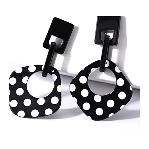 ONLYJUMP Exaggerated Geometry Earrings Acrylic Round Square Triangle Heart Dangle Earrings for Women Multilayer Bohemia Earrings Classic Retro Minimalist Earrings Statement Jewelry - color: Black A