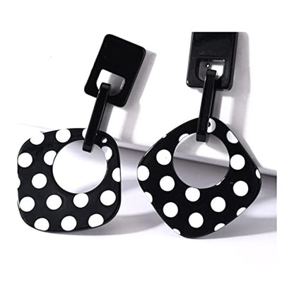 ONLYJUMP Exaggerated Geometry Earrings Acrylic Round Square Triangle Heart Dangle Earrings for Women Multilayer Bohemia Earrings Classic Retro Minimalist Earrings Statement Jewelry - color: Black A