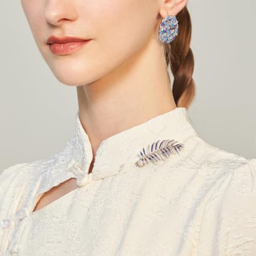 SHE'S FREE STYLE JUST FOR YOU Snail Brooches and pins for women, Sparkling Cubic Zirconia & Pearl Copper Pin, 2.36" Long Clasp Design Playful Jewelry Brooch - color: Blue