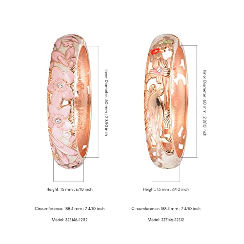 UJOY Handcraft Cloisonne Jewelry Bracelet Colorful Enamel Butterfly Flower Bird Hollowed Spring Hinged Cuff Bangles Women Gifts Pack in Box 88A11 - color: A11/A31-2 PCS-Cream Pink