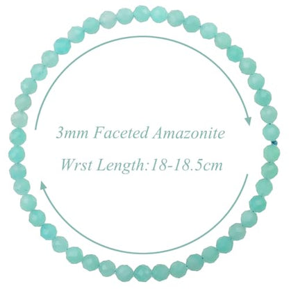 MASSIVE BEADS Natural Genuine Gemstone Beads Healing Crystal Chakra Reiki Jewelry Faceted Round Beads Bracelets 3mm - color: Amazonite