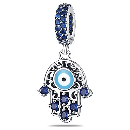 LNQOBU 925 Sterling Silver Charms for Bracelets Necklaces,5A Cubic Zirconias Evil Eye Dangle Beads Charms Jewelry Gift for Women (With one Spacer Beads Charms) - style: D-Evil eye Charm