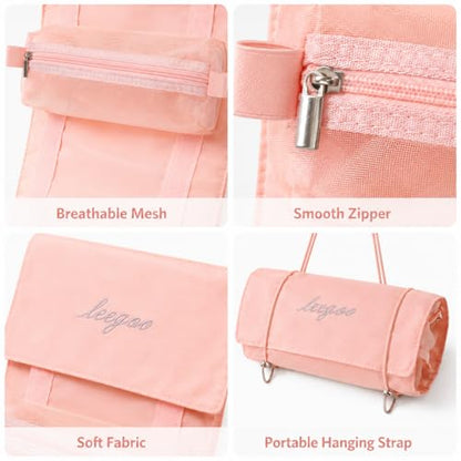 Hanging Detachable Makeup Organizer, Foldable Mesh Cosmetic Travel Bag | Hanging Design, Detachable Pouches, Foldable, Mesh Visibility, Multi Compartments, Travel Storage
