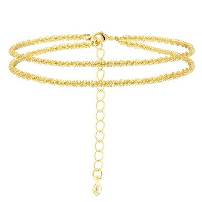 Gold/Sterling Silver Anklet Bracelets for Women Waterproof, Non Tarnish 925 Sterling Sliver Plated Heart Evileye Butterfly Charm, Dainty Summer Beach Anklets for Women, Beach Vacation Bikini Outfits for Her Mom - style: Sparking-Gold