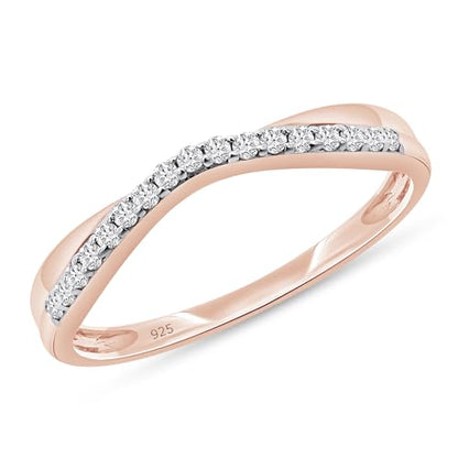 Twisted Contour Enhancer Wedding Band Ring for Women,0.10 CT | Metal: 10K Gold; 14K Gold; Sterling Silver|Stone: Natural Diamond Accent; Moissanite - color: 10K Rose Gold, size: 5