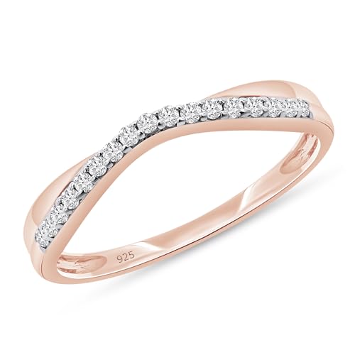 Twisted Contour Enhancer Wedding Band Ring for Women,0.10 CT | Metal: 10K Gold; 14K Gold; Sterling Silver|Stone: Natural Diamond Accent; Moissanite - color: 10K Rose Gold, size: 5