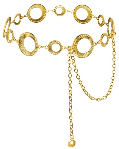 Ladies Waist Chain, Chunky Metal Chain Belts for Women - color: Gold
