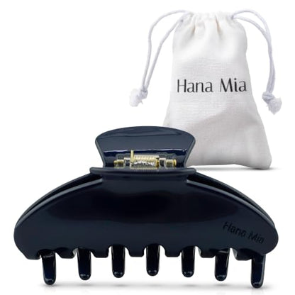 Luxury Navy Claw Clip for Women | Our Large 4 Inch Hair Clip Creates Beautiful Half Ups, Secure Updos & Chic Every Day Styles | Premium Acetate Claw with Secure Hold & Snag Free Teeth for Easy Styling - color: Navy