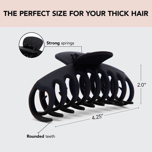 Kitsch Large Hair Clips For Women - Black & Tortoise, 2pcs | Durable Recycled Plastic Claw Clips for Styling & Updos – Secure All-Day Hold Hair Clips For Thick Hair, Comfortable Fit