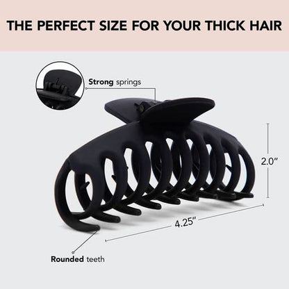 Kitsch Large Hair Clips For Women - Black & Tortoise, 2pcs | Durable Recycled Plastic Claw Clips for Styling & Updos – Secure All-Day Hold Hair Clips For Thick Hair, Comfortable Fit