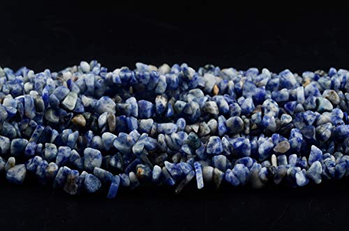 Natural Chip Stone Beads Blue Sodalite 5-8mm About 400 Pieces Irregular Gemstones Healing Crystal Loose Rocks Bead Hole Drilled DIY for Bracelet Jewelry Making Crafting (5-8mm, Blue White Sodalite) - color: Blue White Sodalite