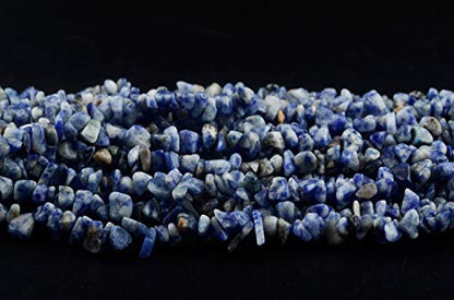Natural Chip Stone Beads Blue Sodalite 5-8mm About 400 Pieces Irregular Gemstones Healing Crystal Loose Rocks Bead Hole Drilled DIY for Bracelet Jewelry Making Crafting (5-8mm, Blue White Sodalite) - color: Blue White Sodalite