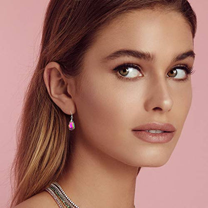 Austrian Crystal Teardrop Drop Earrings for Women, French Hook | 925 Sterling Silver Hook, Crystal Dangle Earrings, Sparkly Teardrop Stone, Lightweight Feel, Day-To-Evening Wear - color: Vitrail Medium