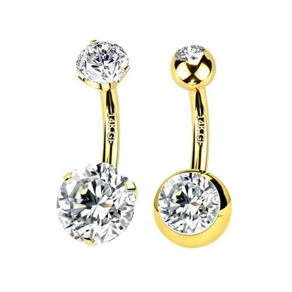 2pcs 14k Gold Filled Belly Button Rings, 14G 8mm/10mm/12mm Threaded Barbell Belly Button Piercing, Navel Ring Piercing Jewelry - color: 14K GF-2pcs-Round CZ-10mm