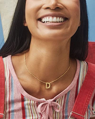 Kendra Scott Letters A-Z Pendant Necklace for Women, Fashion Jewelry, 14k Gold-Plated Brass - color: Letter D