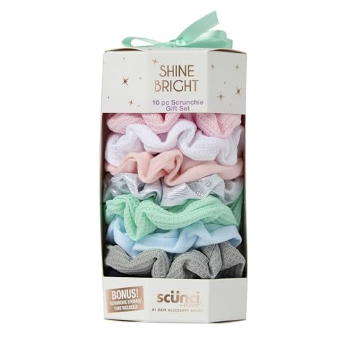 Scunci by Conair 10pk Scrunchie Gift Box - hair ties -holiday gifts - teen girl gifts trendy stuff - hair elastics - hair accessories for girls and women - Pastel - color: Assorted 4, size: 10 Count (Pack of 1)