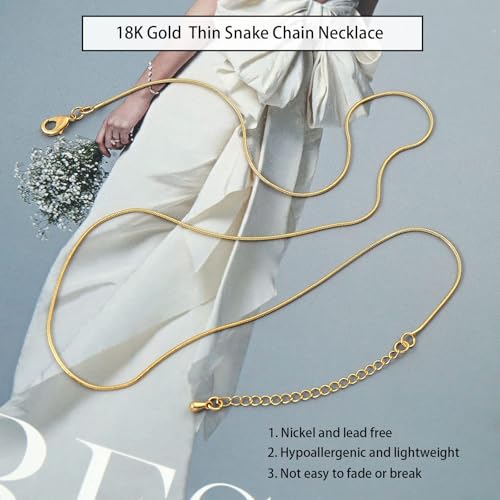 14K Gold Plated Paper Clip Chain Link Necklace Satellite Chain Necklace for Women - color: Thin gold chain