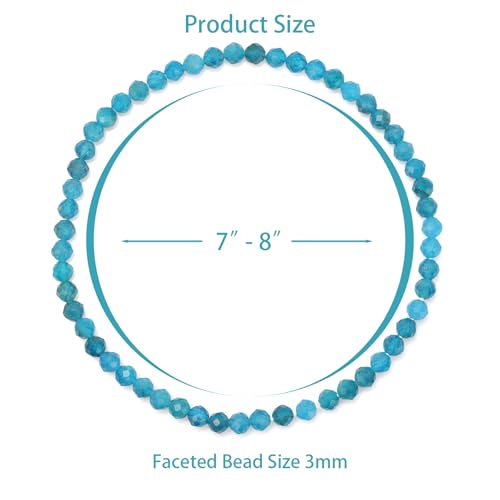 Healing Crystal Bracelet Clear Quartz Faceted Beaded Bracelets for Women Men 3mm Natural Stone Adjustable Handmade Stretch Bracelet Reiki Spiritual Jewelry Fashion Gifts - color: Apatite